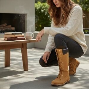 Timberland Classic Wheat Nubuck Leather Tall Lace Up Boots NIB (TB1)